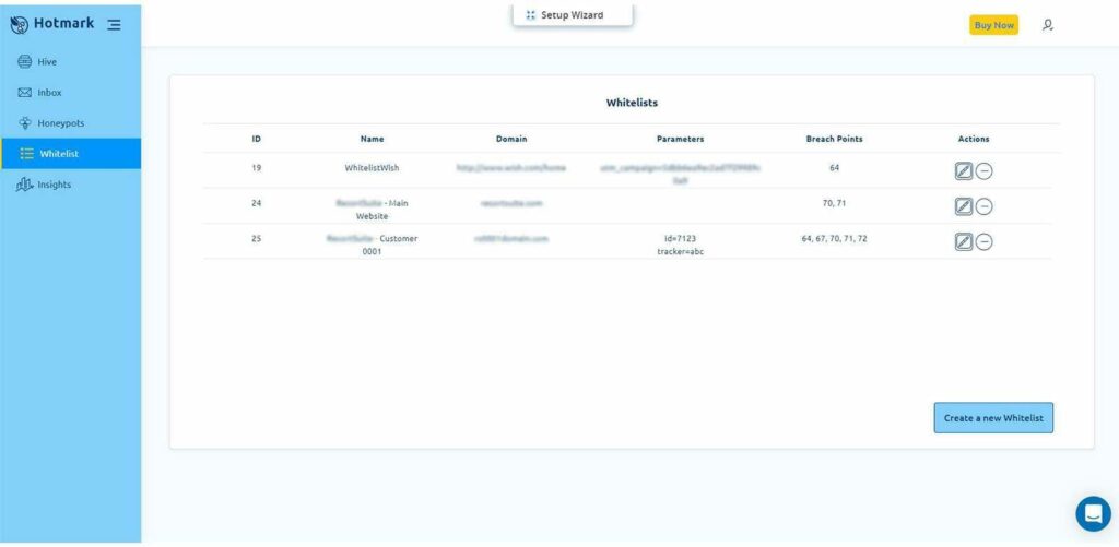 Setting up white-listed domains helps identify threats