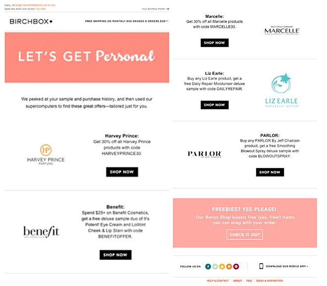 Birchbox can send targeted emails with an email-CRM integration