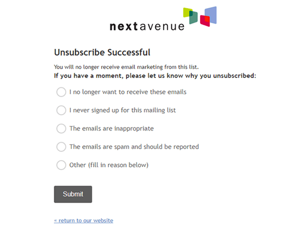Send a survey after they unsubscribed