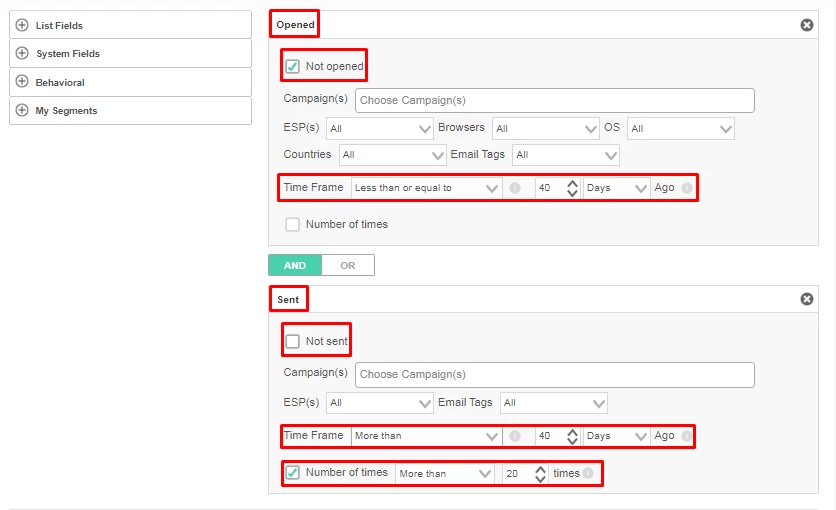 Exclude less engaged contacts from your campagins to improve your email bounce back rate