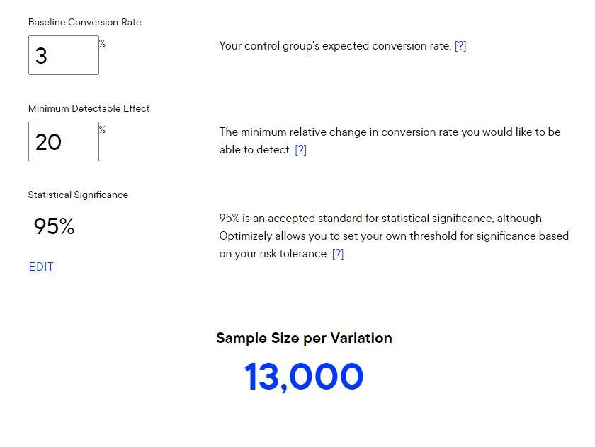 The duration for your test is determined by your sample size