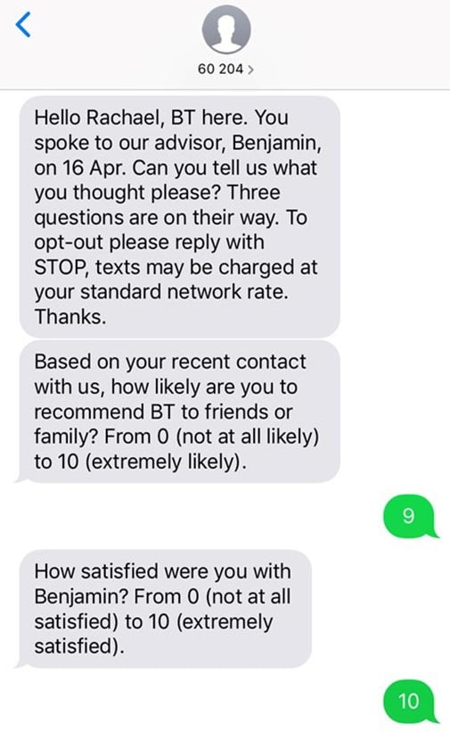 Survey your customers with SMS messages