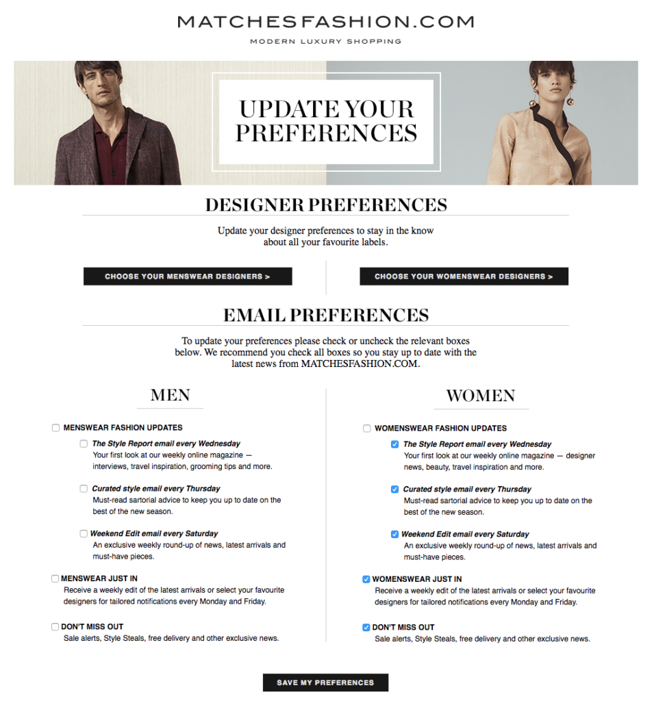 Use your double opt-in email to capture users' preferences