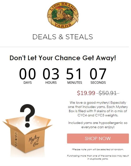 A countdown timer is a form of email copywriting story