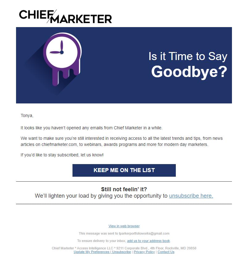 Ask your inactive customers is it's time for goodbye in your last re engagement email
