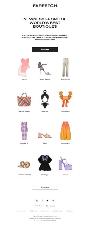 Farfetch's promotional and image-heavy newsletter