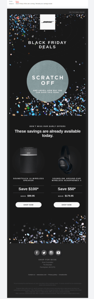 Bose teasing what's to come in their BFCM newsletter