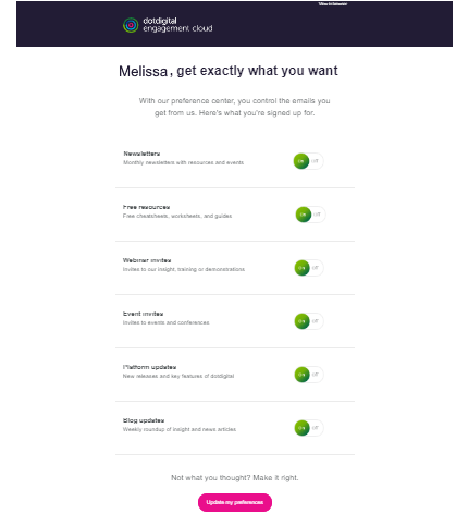 Interactive preference center by dotdigital