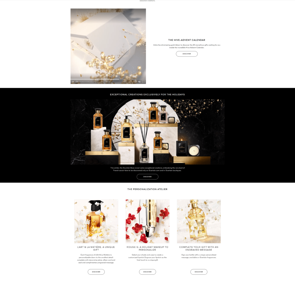Guerlain's landing page filled with inviting products