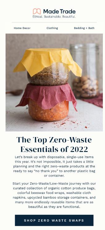 Made Trade zero waste policy email