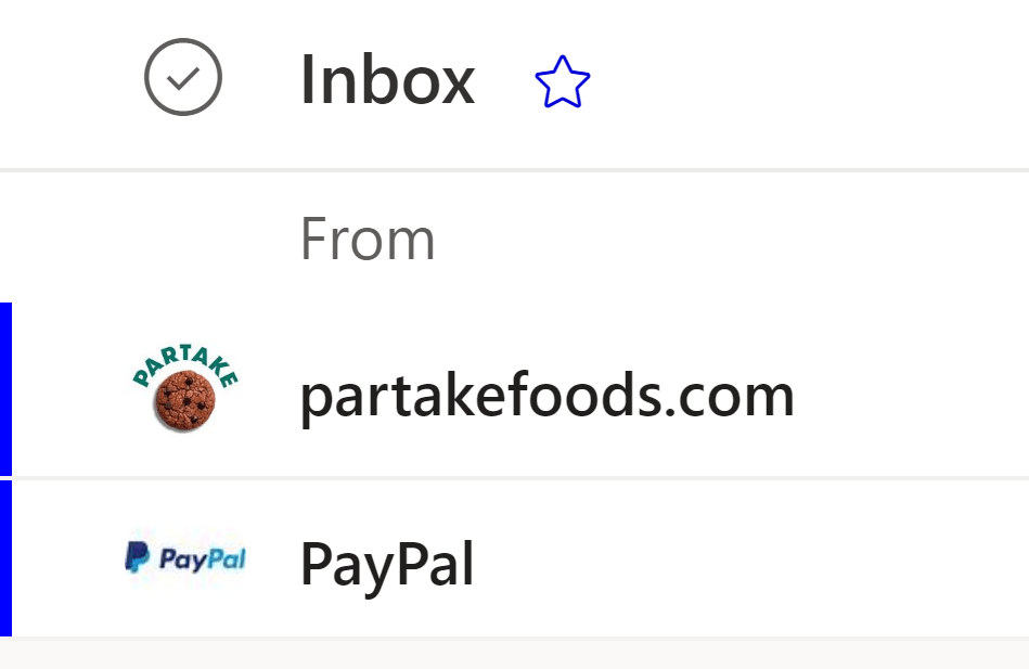 PayPal logo in the inbox as an example of BIMI