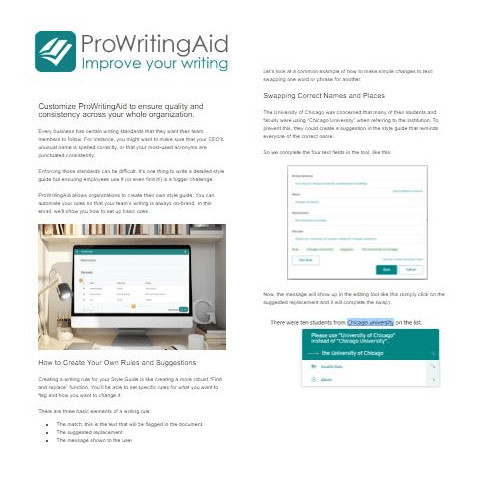 ProWriting's email teaches readers how to use the app