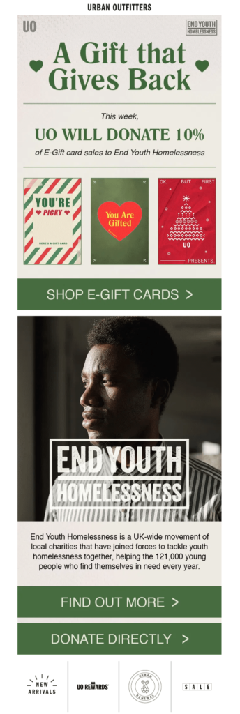 Urban Outfitters Donation Program for the holidays
