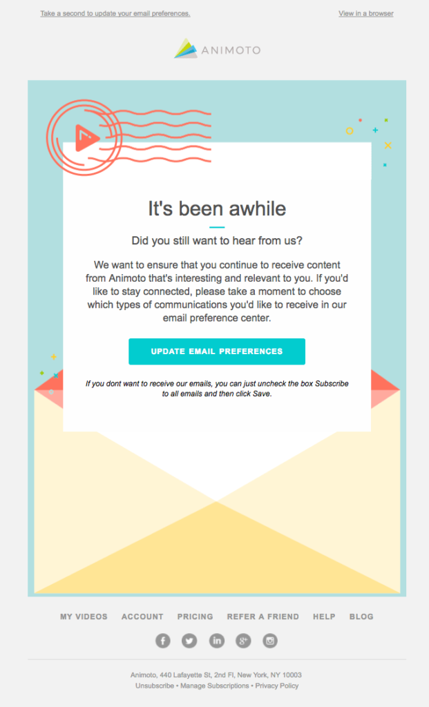 re-engagement email from Animoto