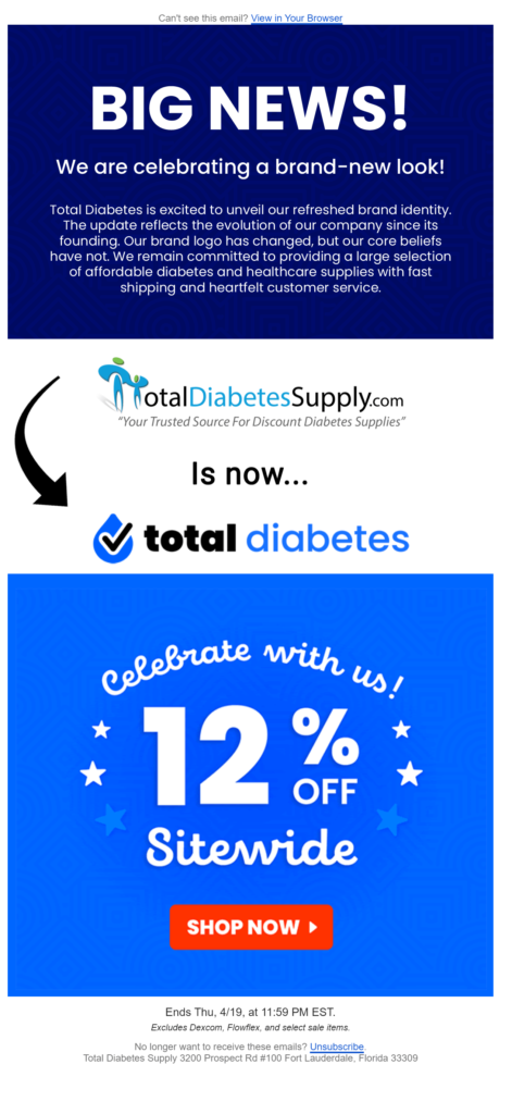 Total Diabetes' mass email website redesign