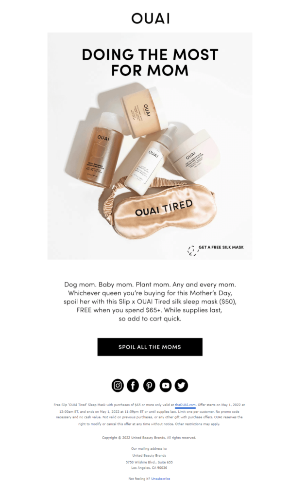 Ouai acknowledges all moms in Mother's Day campaign