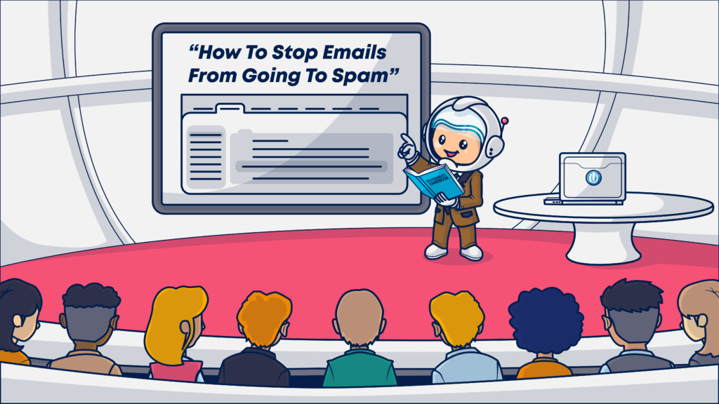 Ziggy teaches a class as a professor on how to stop emails from spam