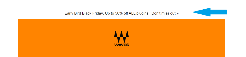 Waves' email preheader example